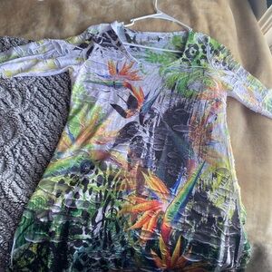 Tropical Long Sleeve Dress - Multicolor